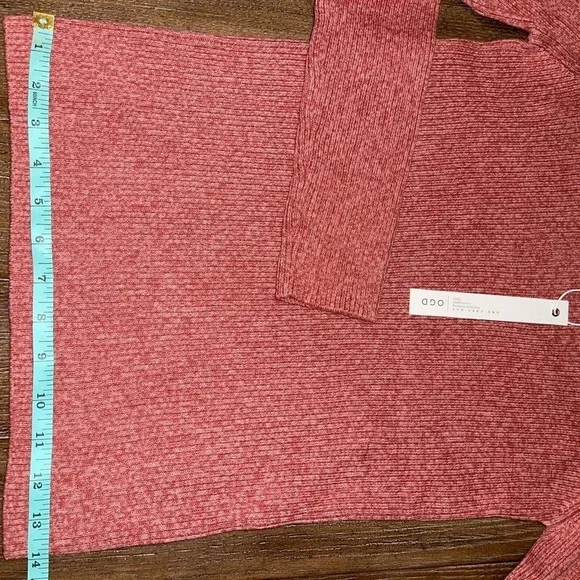 One Grey Day Red Cotton Cashmere Knit long sleeve round Neck Sweatshirt L - Picture 6 of 8